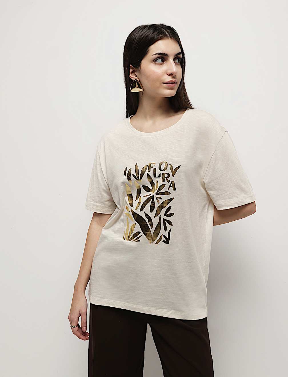 Cotton Modal Tropical Print T-Shirt
