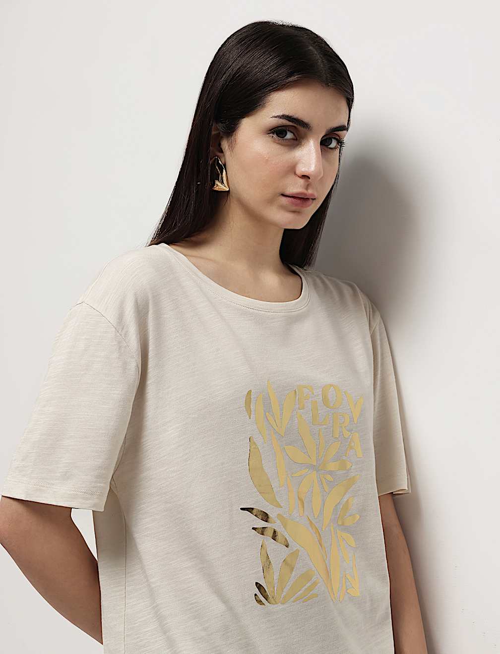 Cotton Modal Tropical Print T-Shirt