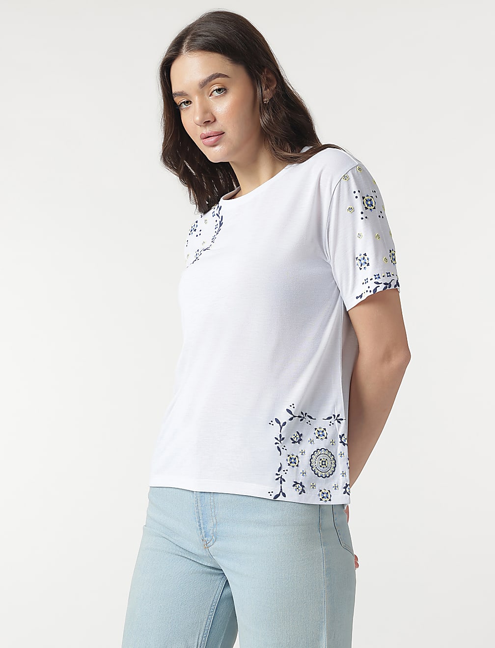 Floral Print Round Neck T-Shirt