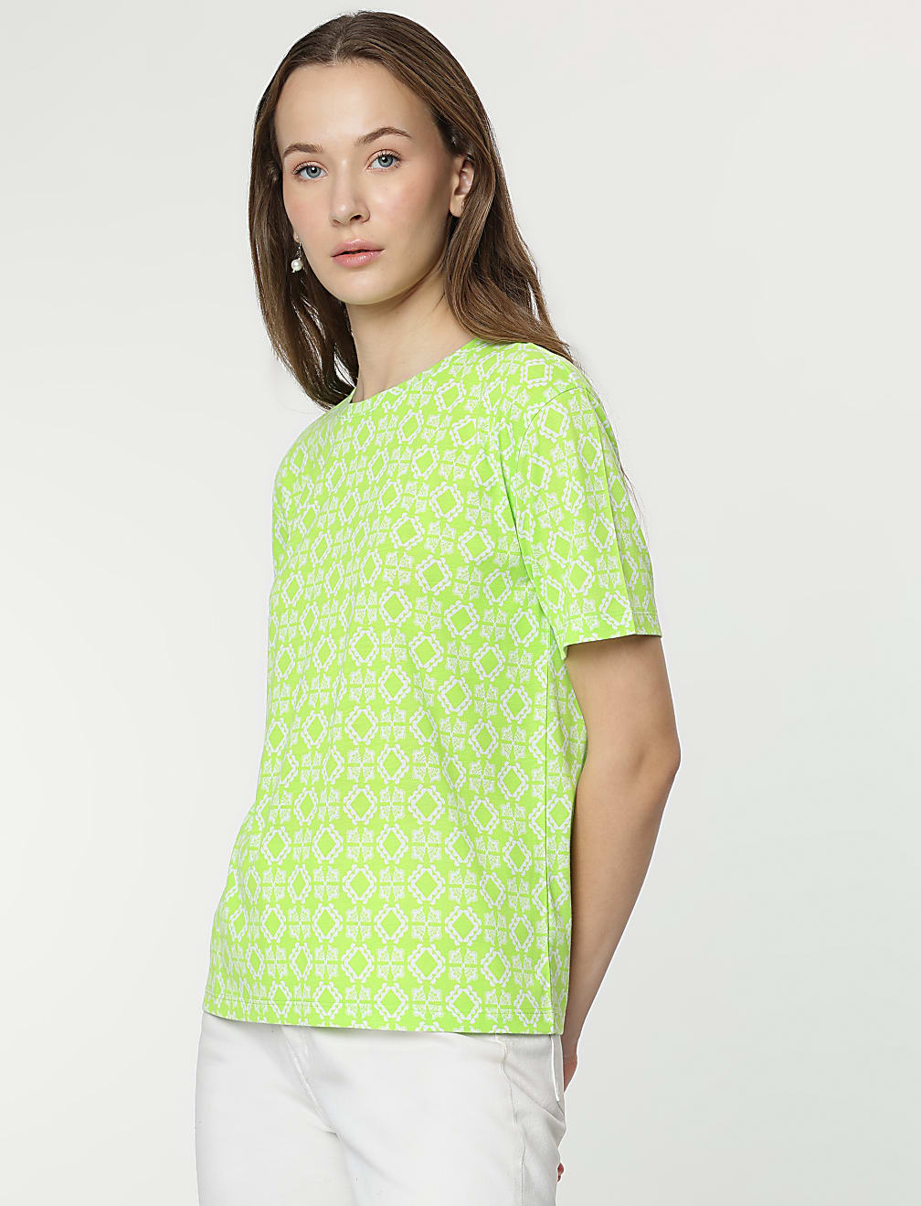 Geometric Print Half Sleeves T-Shirt