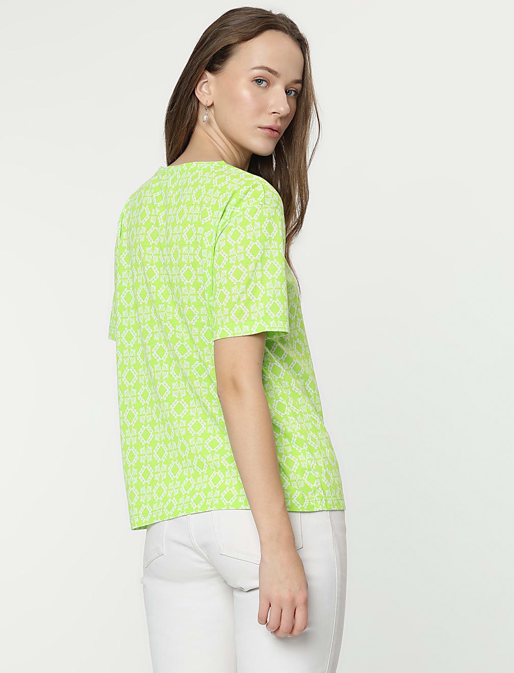 Geometric Print Half Sleeves T-Shirt