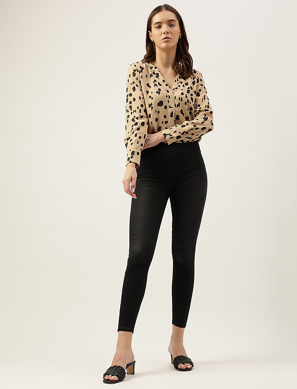 Printed Mandarin Collar Top