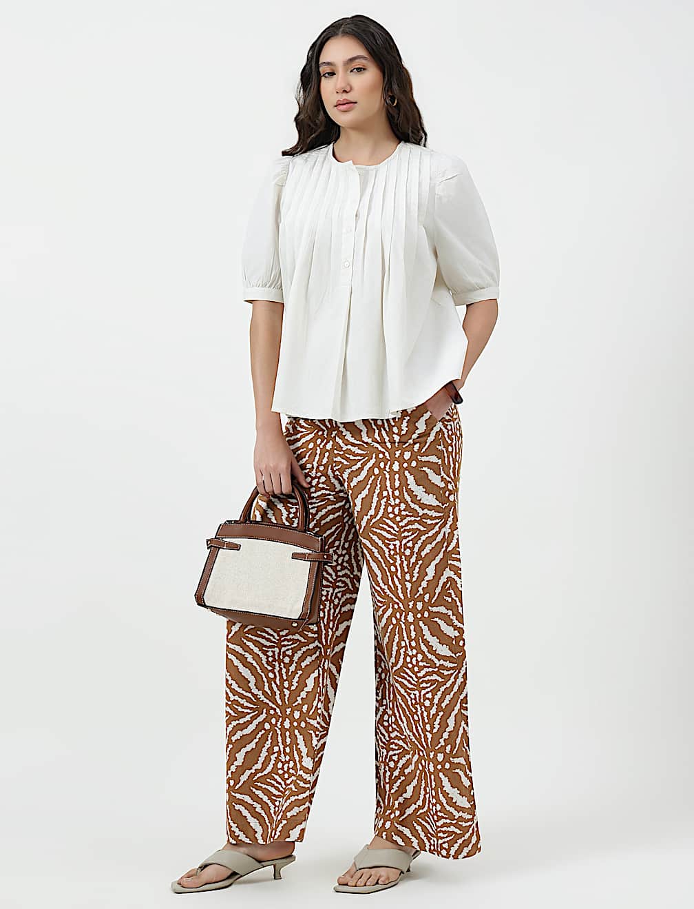 Pure Cotton Pleated Round Neck Top