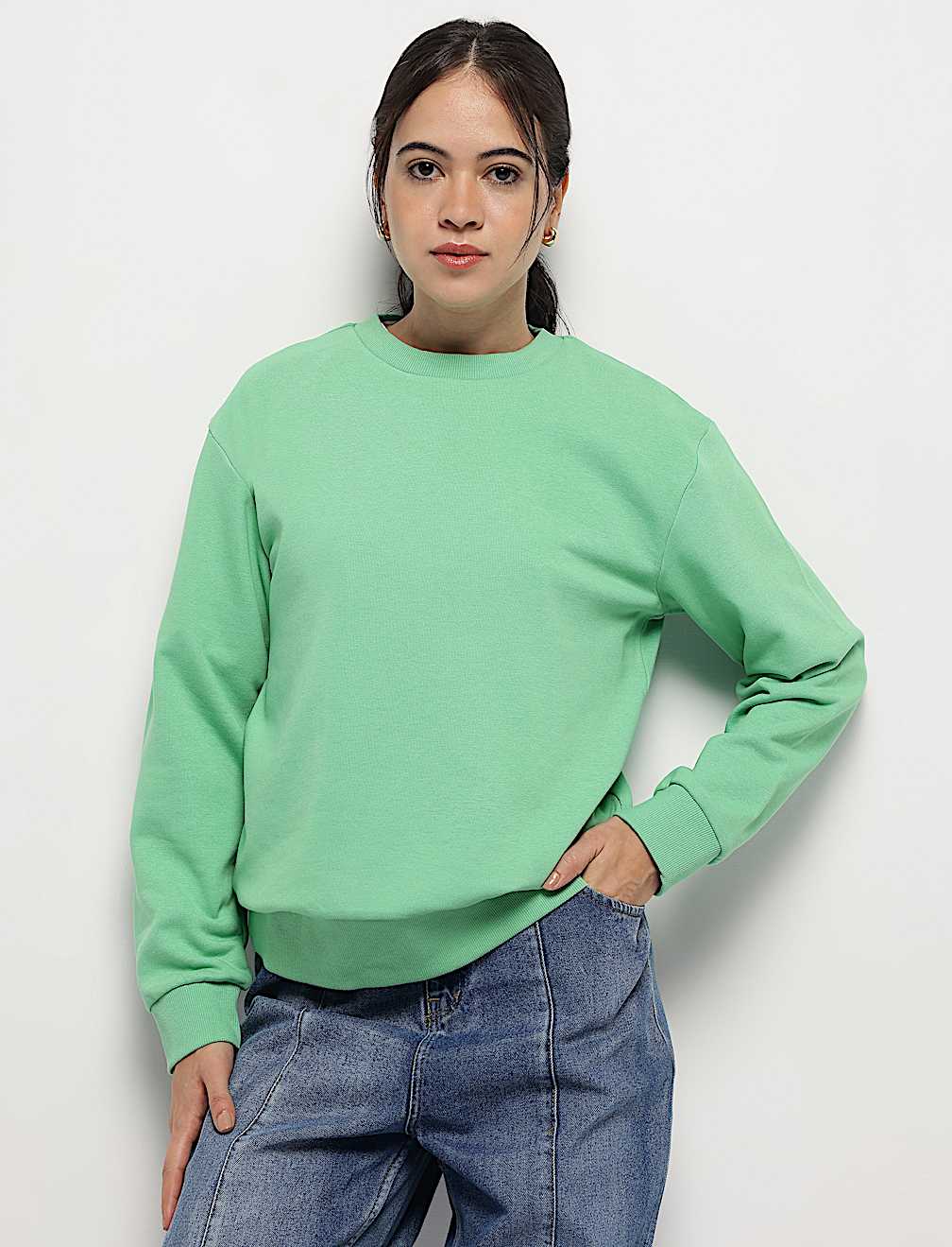 Crew Neck Plain Sweatshirt