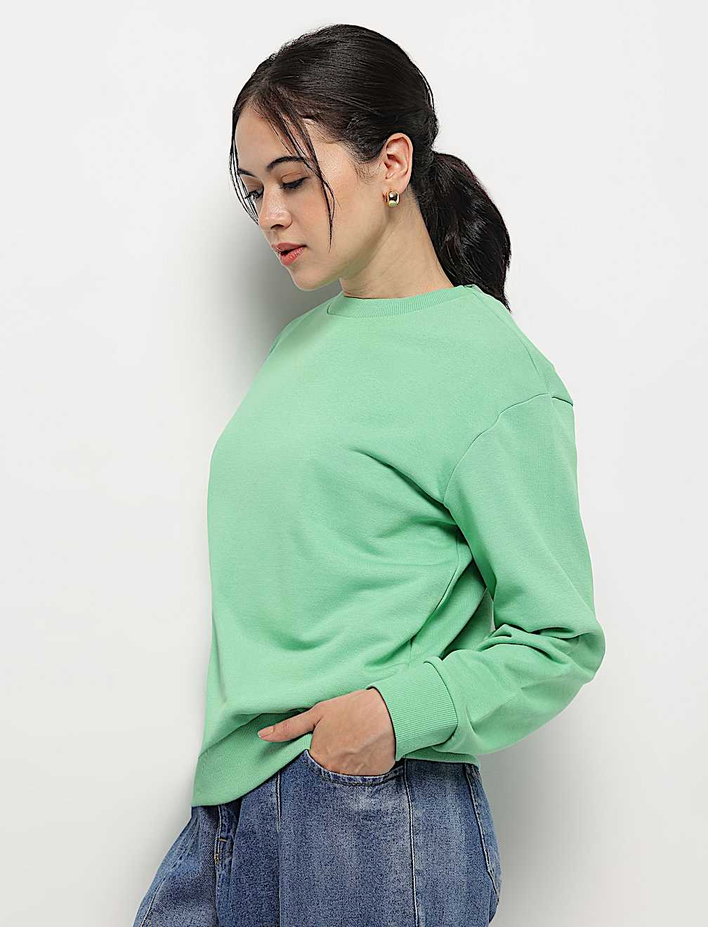 Crew Neck Plain Sweatshirt