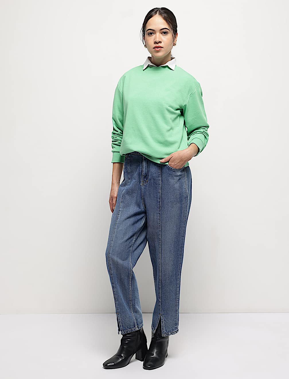Crew Neck Plain Sweatshirt