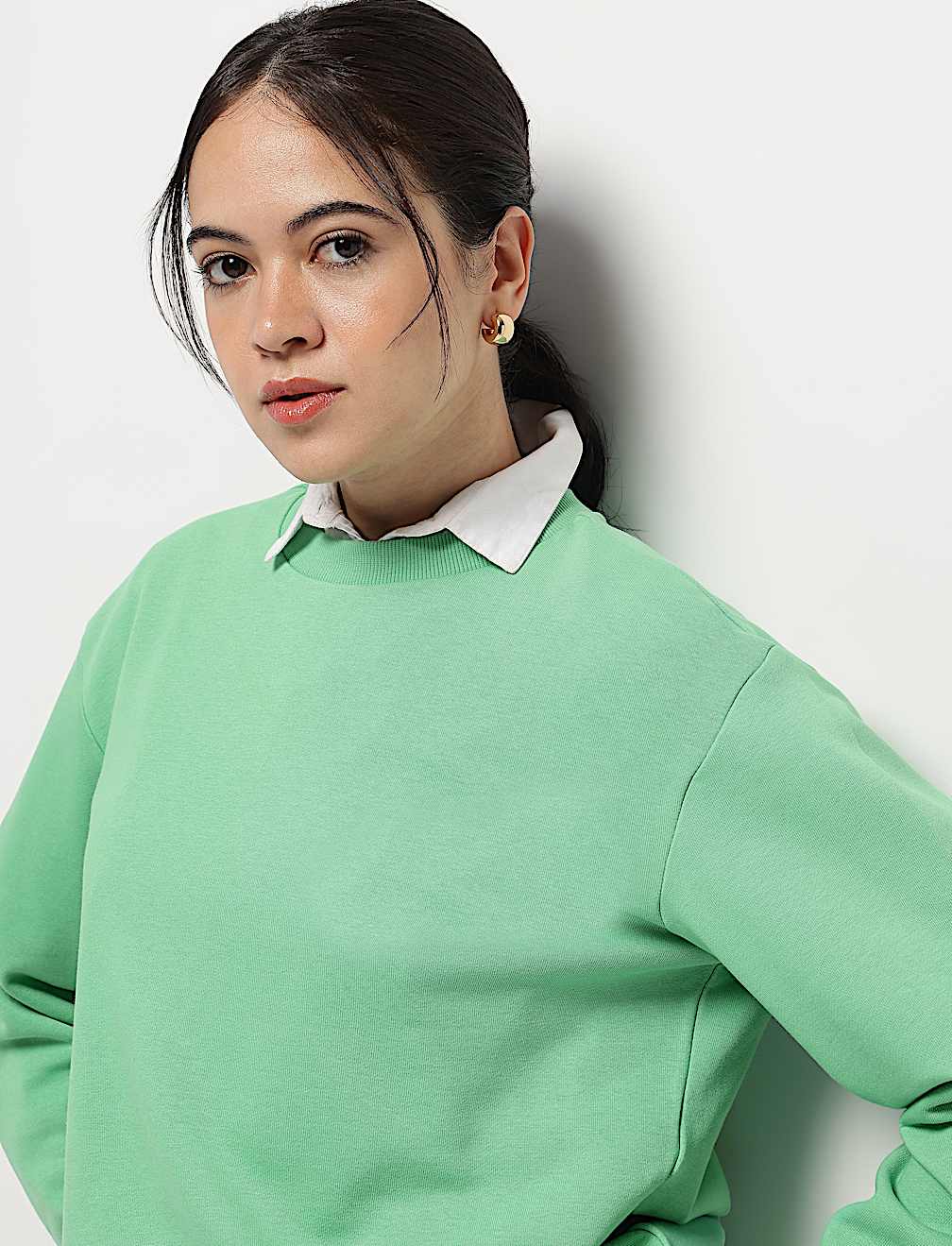 Crew Neck Plain Sweatshirt