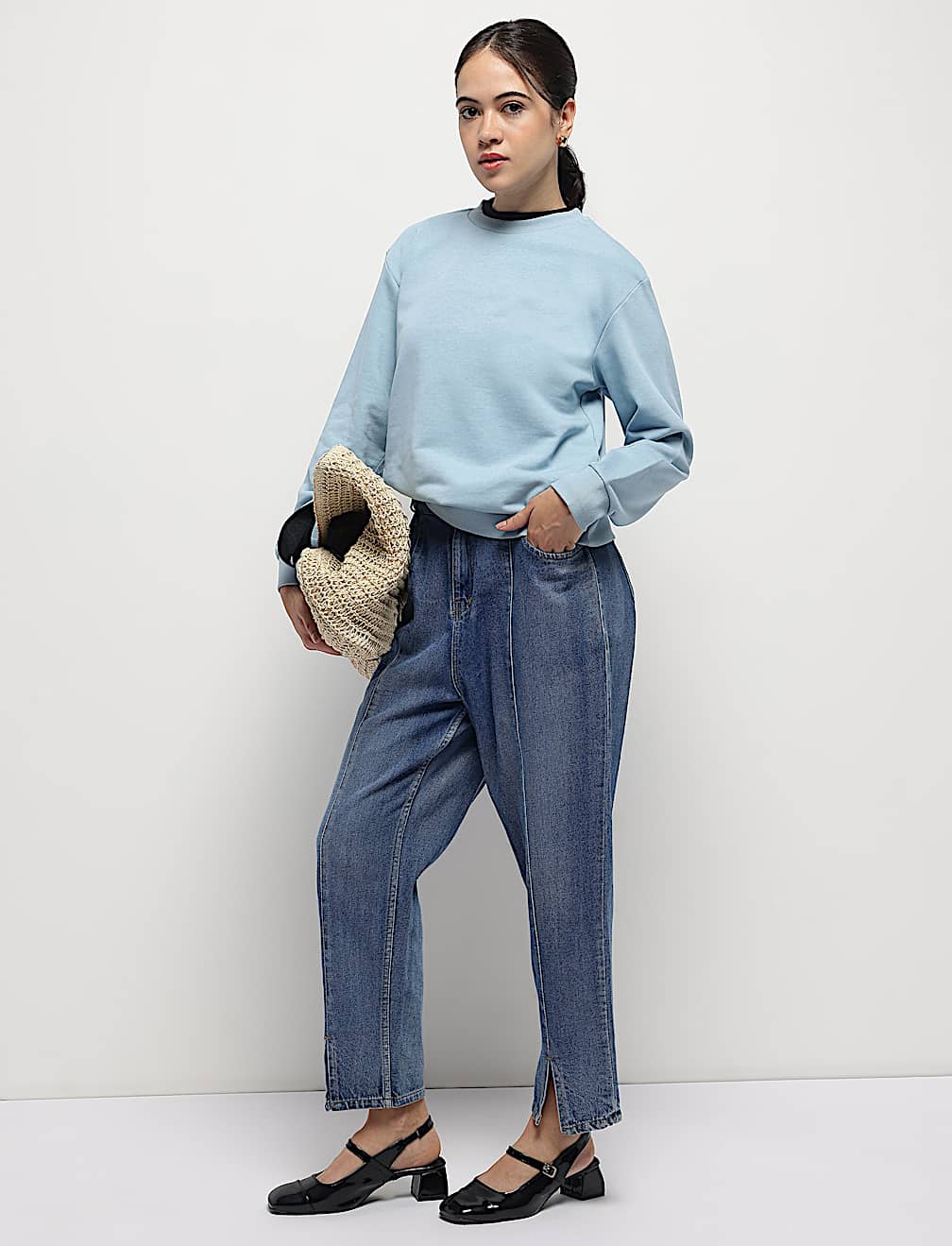 Crew Neck Plain Sweatshirt