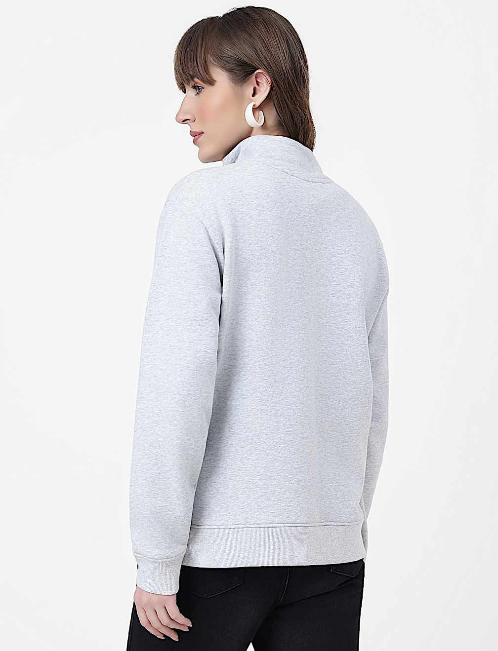 Cotton Rich Plain High Neck Sweatshirt
