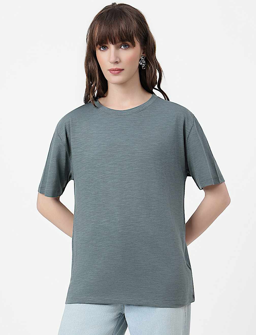 Cotton Rich Plain Crew Neck T-Shirt