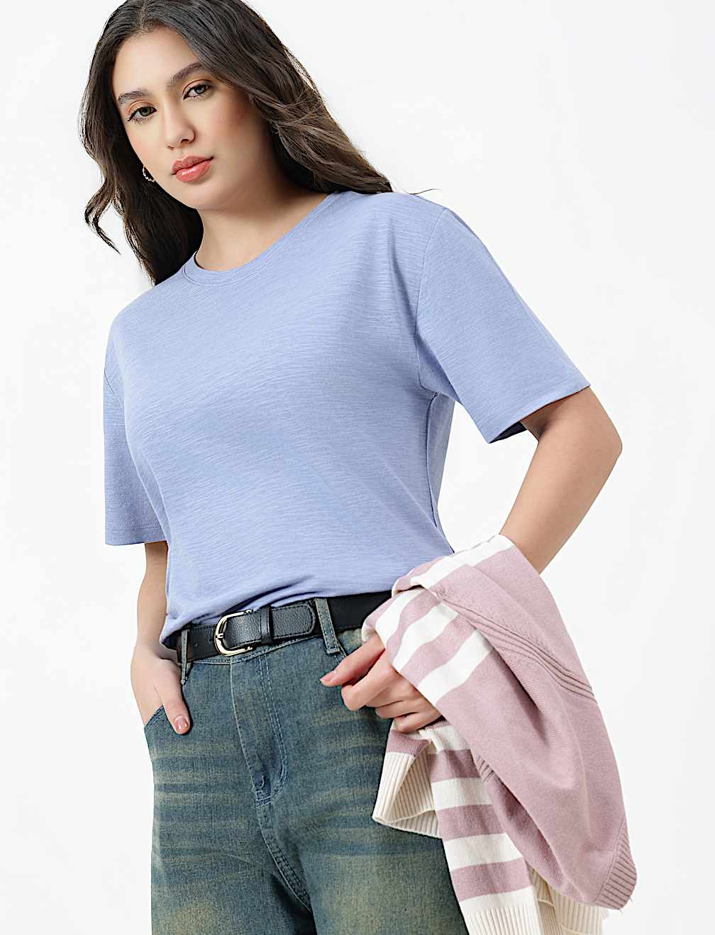 Cotton Rich Plain Crew Neck T-shirt