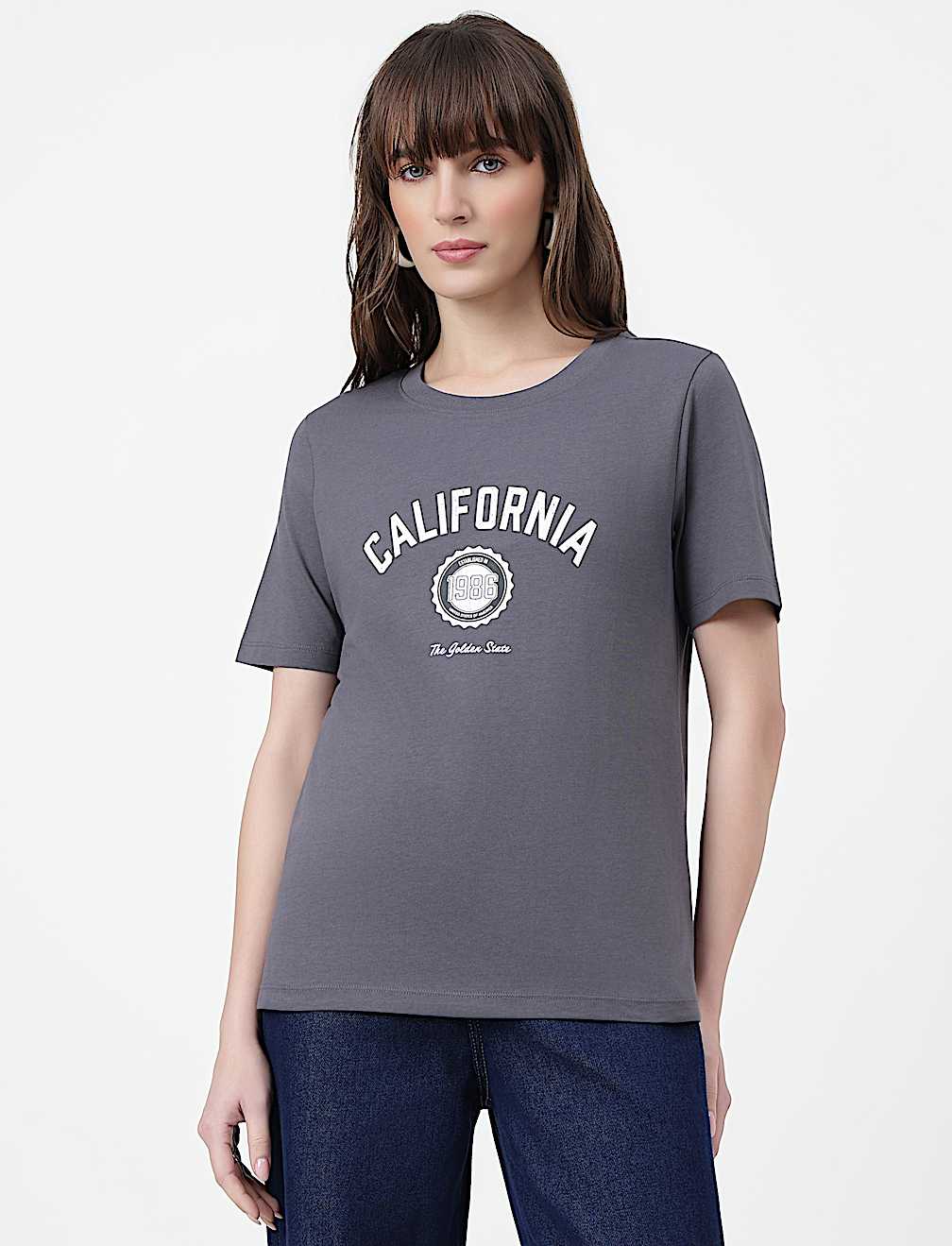 Pure Cotton Typography Crew Neck T-Shirt