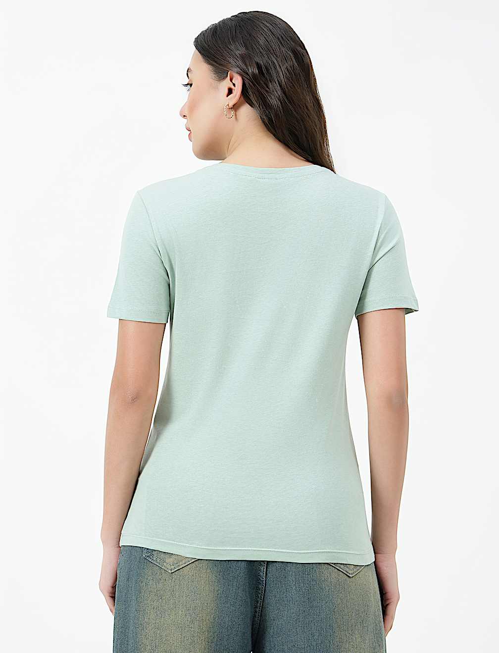 Pure Cotton Plain V-Neck T-shirt