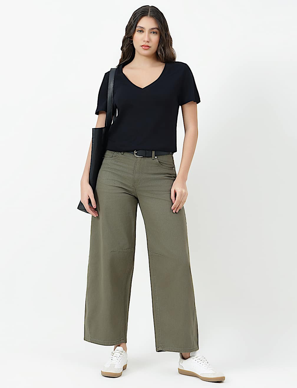 Pure Cotton Plain V-Neck T-shirt