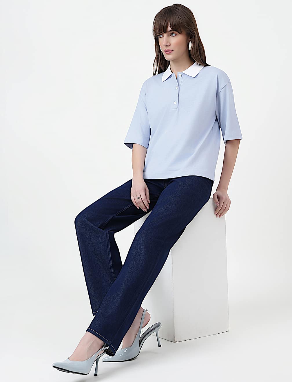 Pure Cotton Plain Polo Collar Polo T-Shirt