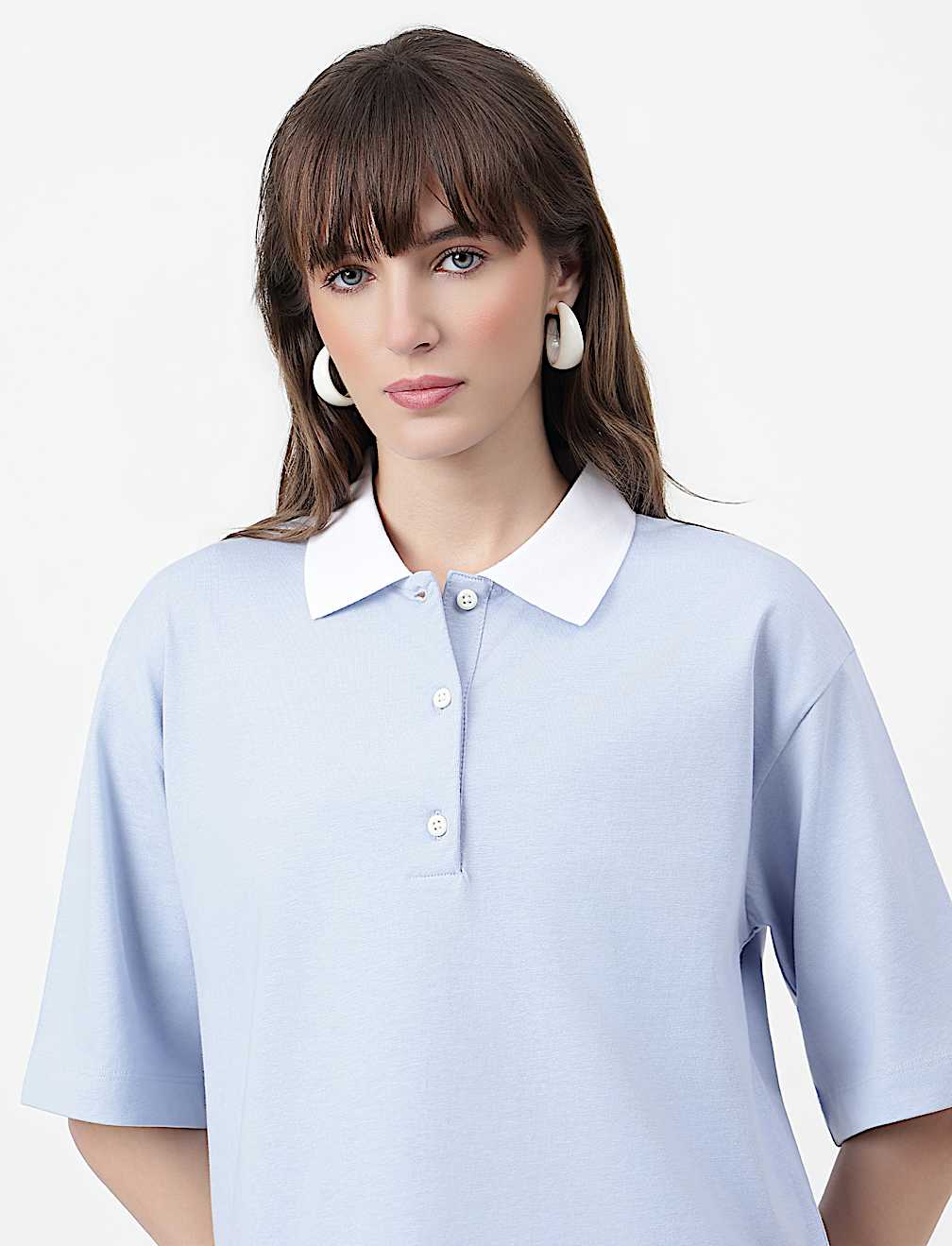 Pure Cotton Plain Polo Collar Polo T-Shirt