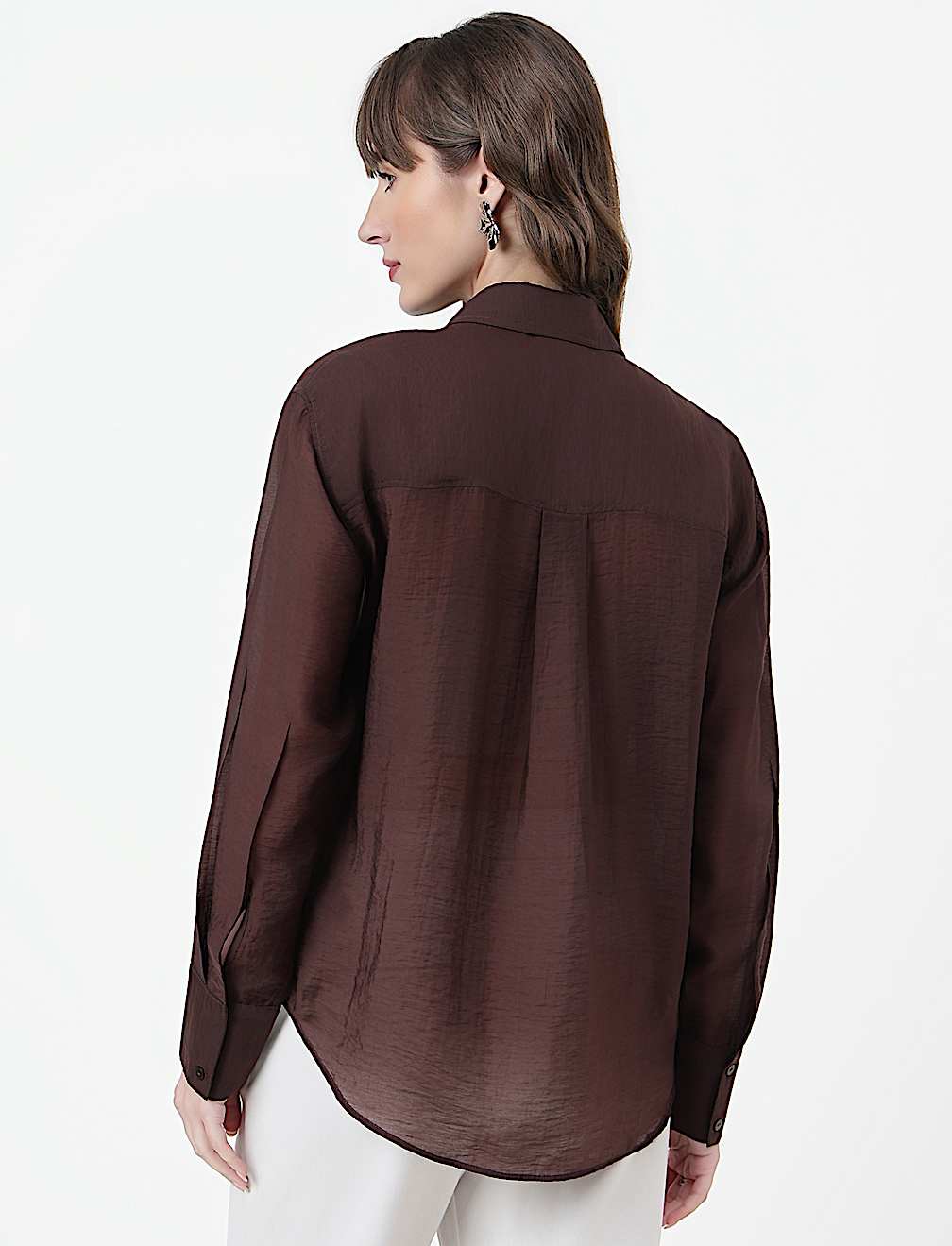 Lyocell Rich Plain Spread Collar Shirt