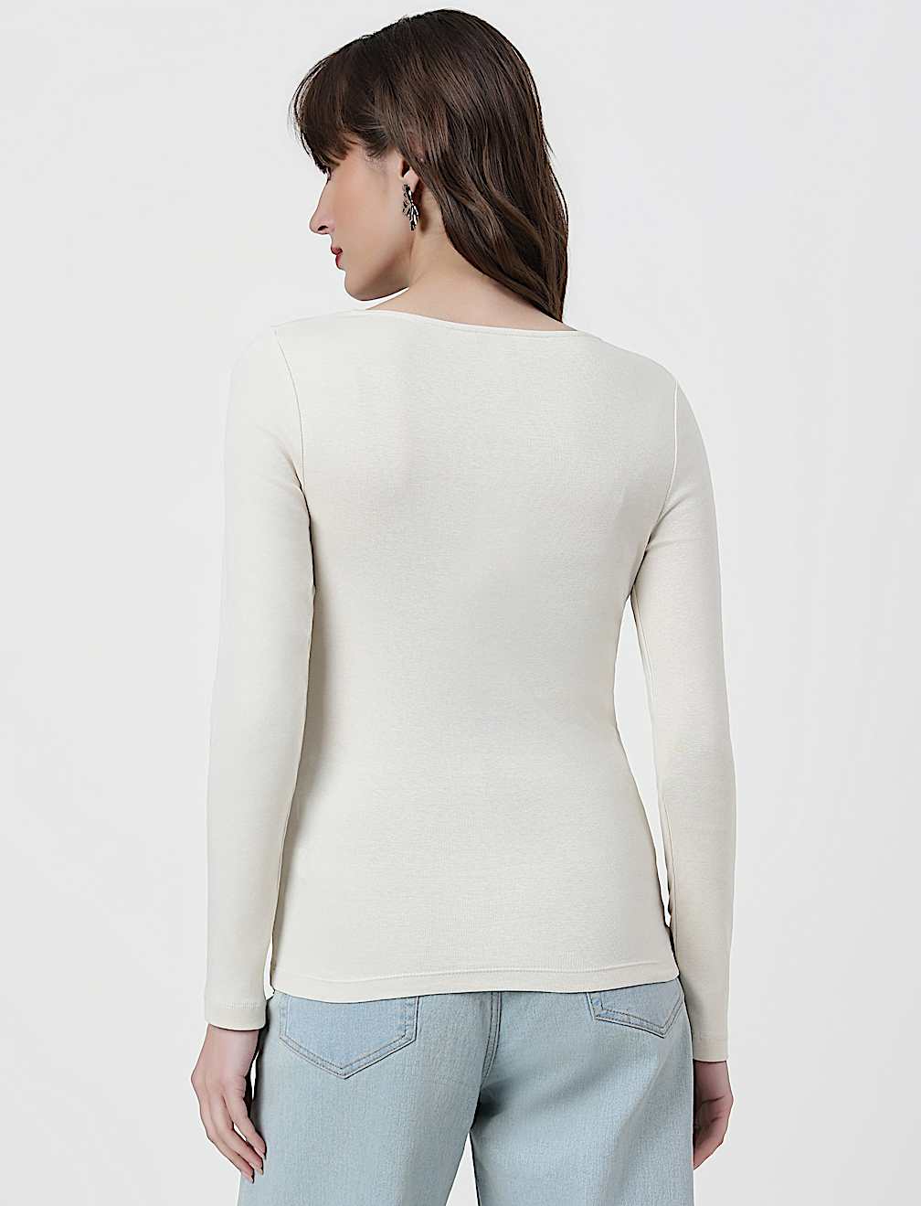 Pure Cotton Plain Scoop Neck Top