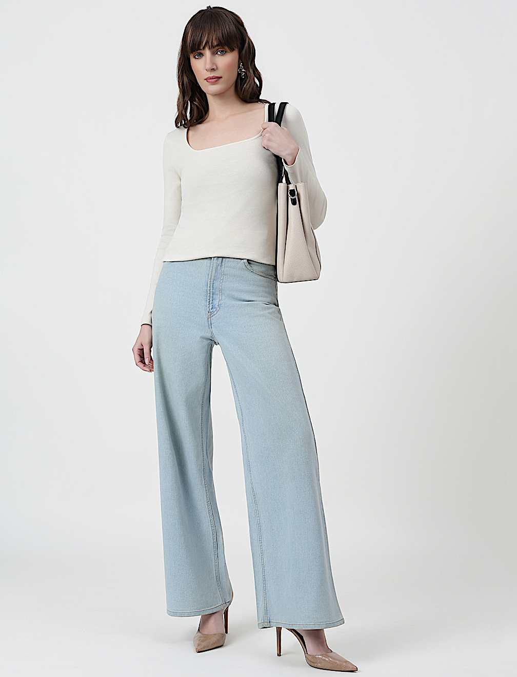 Pure Cotton Plain Scoop Neck Top