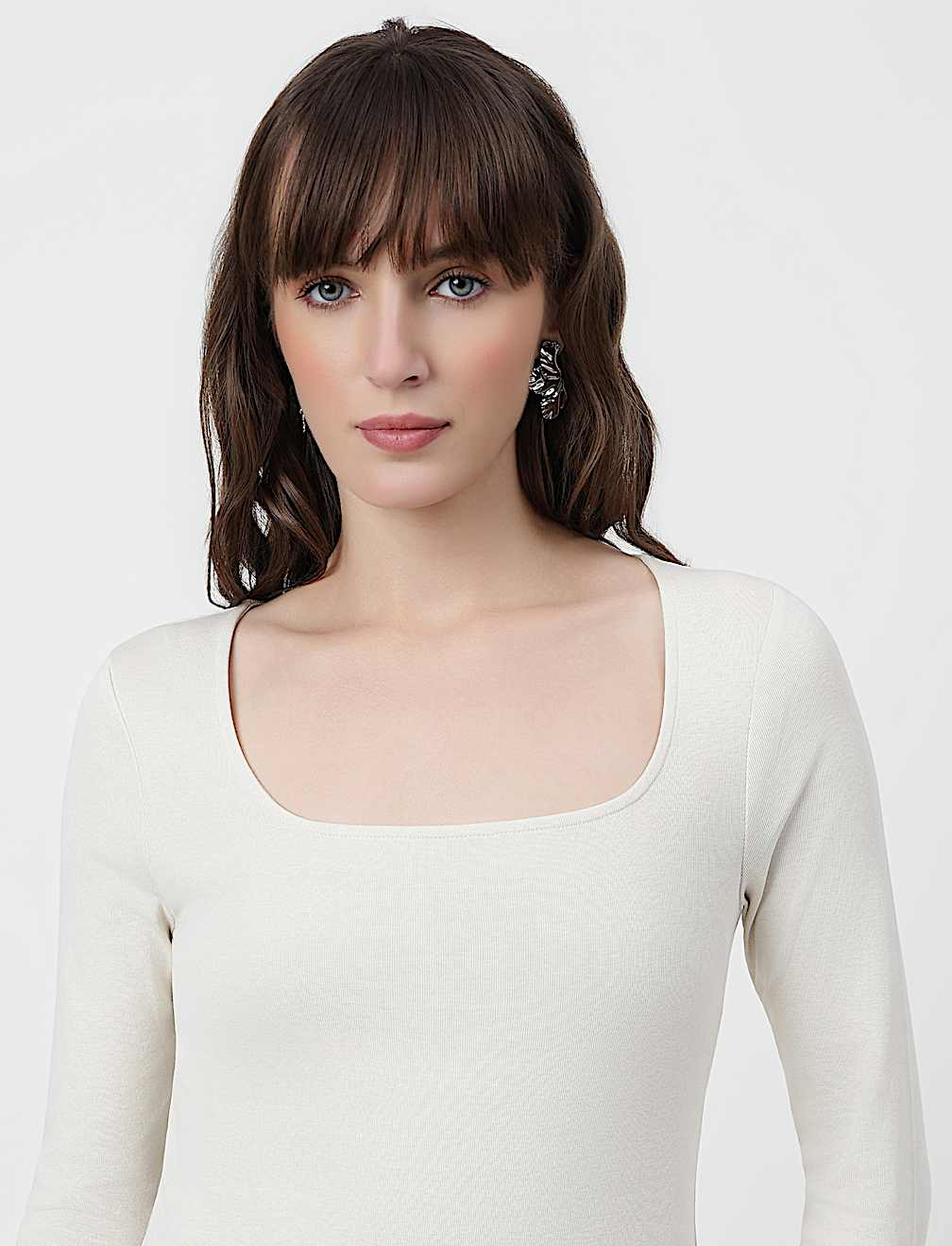 Pure Cotton Plain Scoop Neck Top