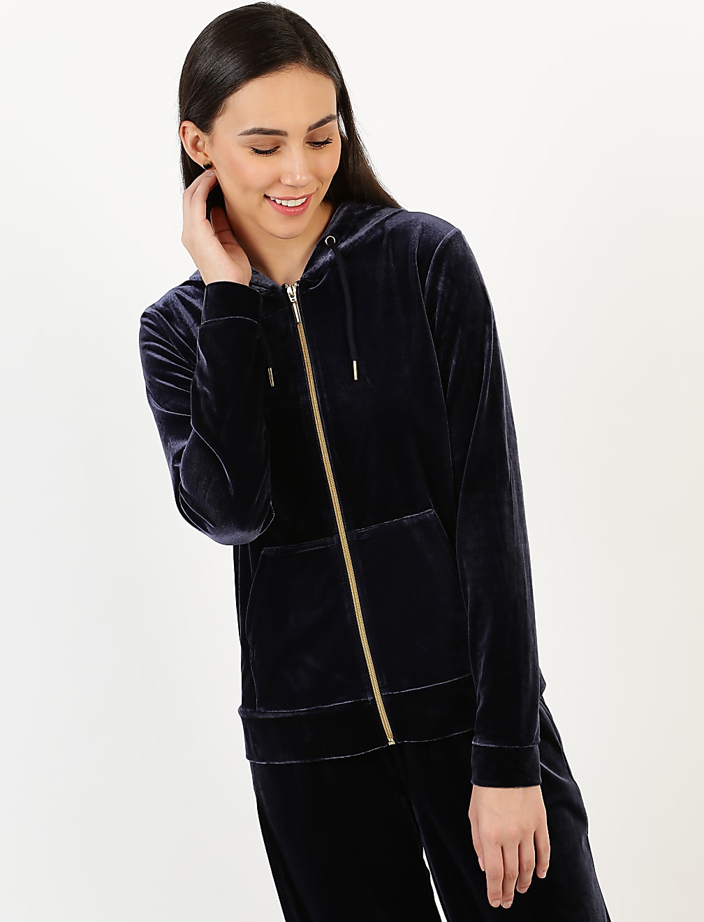 Velour Zip Up Hoodie