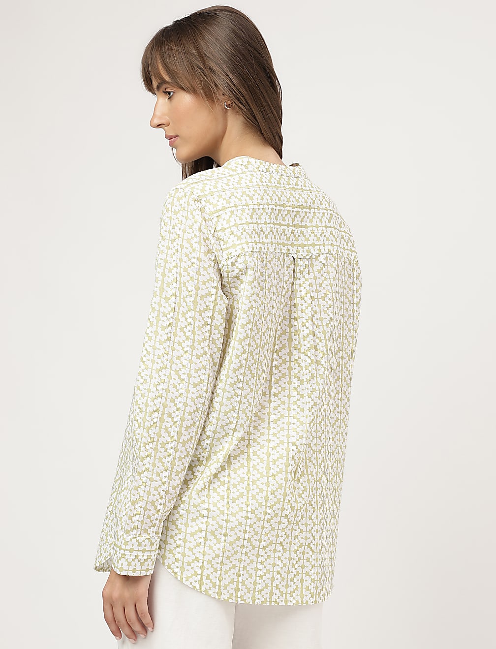 Pure Cotton Printed Mandarin Collar Shirt