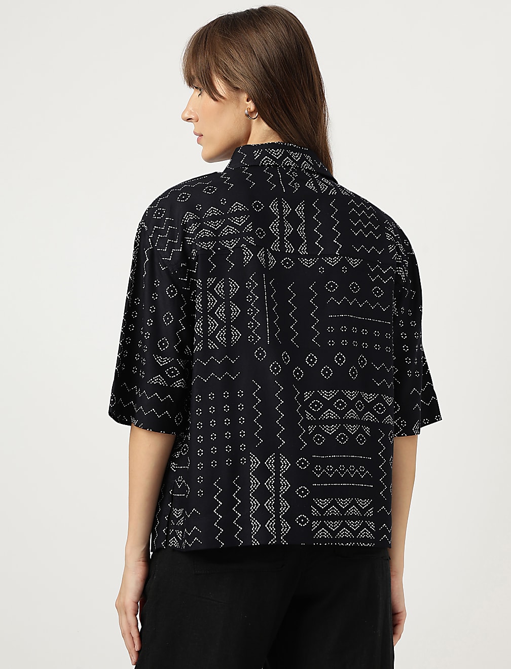 Pure Viscose Print Spread Collar Shirt