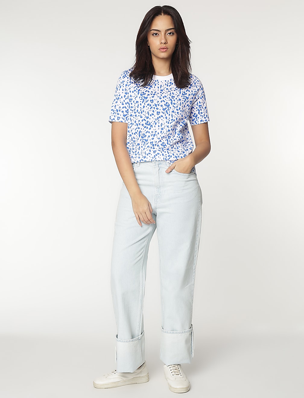 Cotton Rich Crew Neck Printed T-shirt