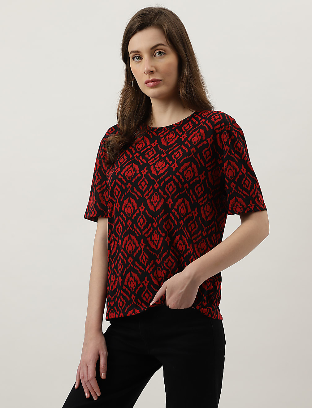 Printed Round Neck Top