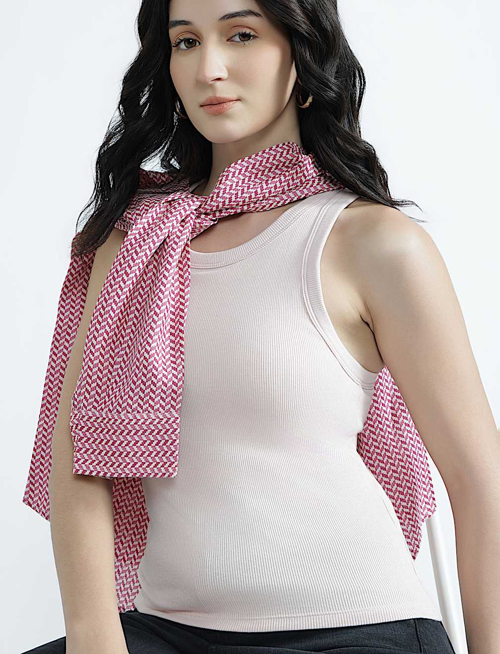 Cotton Rich Round Neck Textured Vest