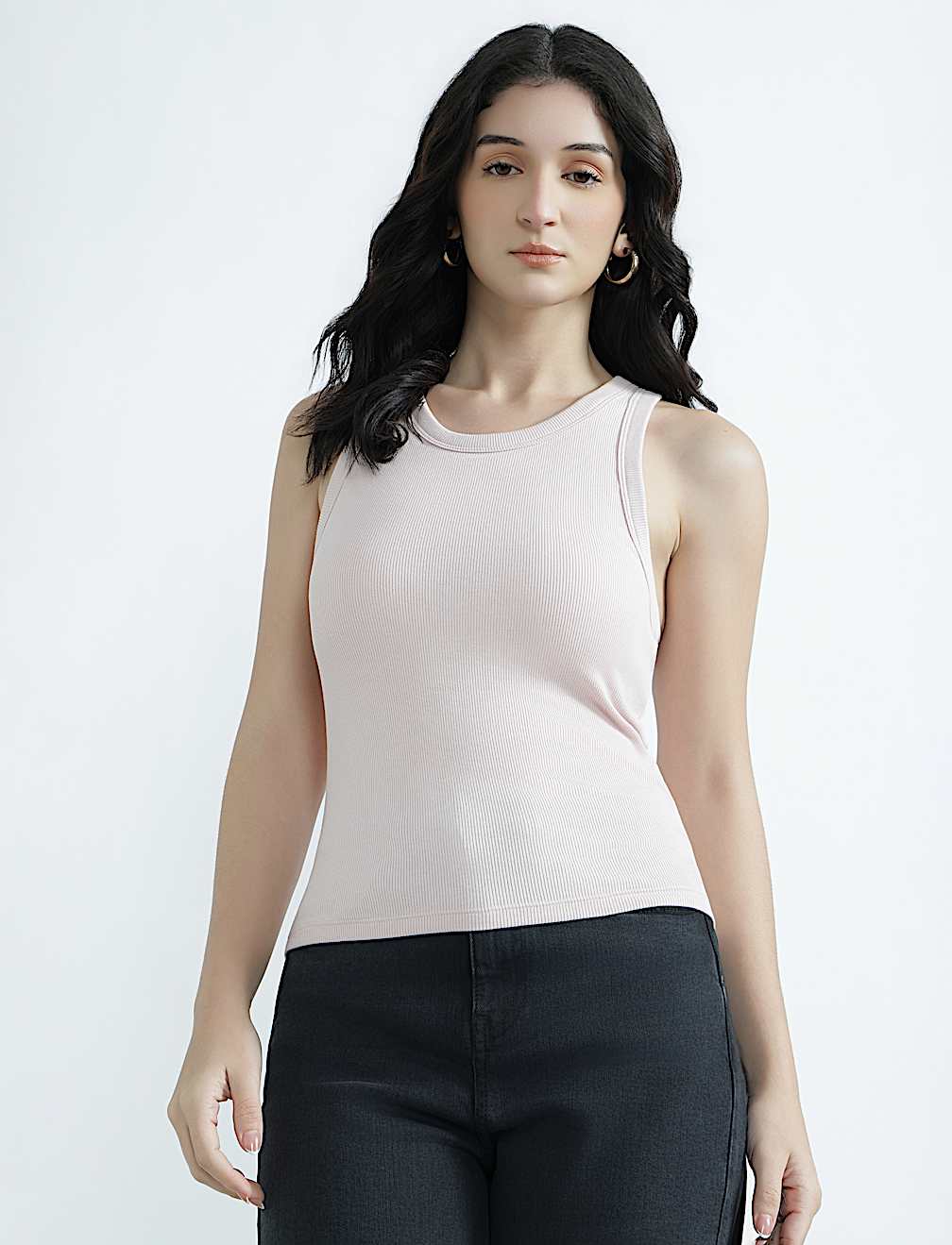 Cotton Rich Round Neck Textured Vest