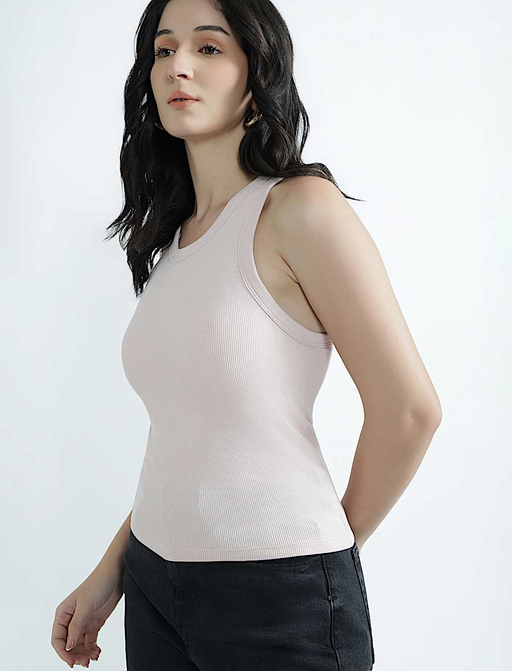 Cotton Rich Round Neck Textured Vest