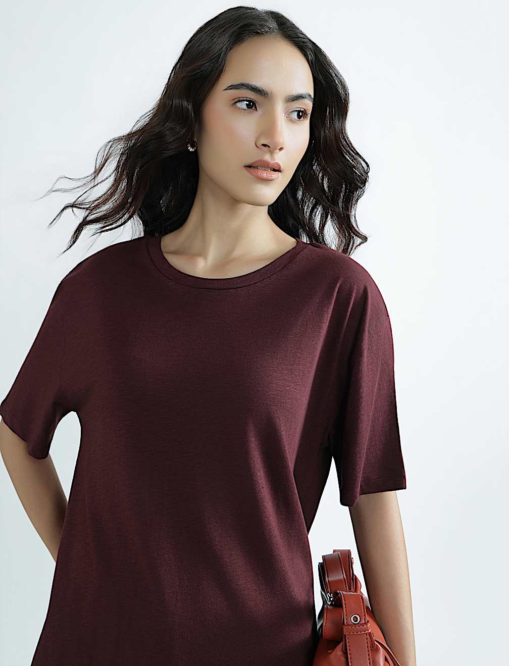 Cotton Rich Round Neck Plain T-Shirt