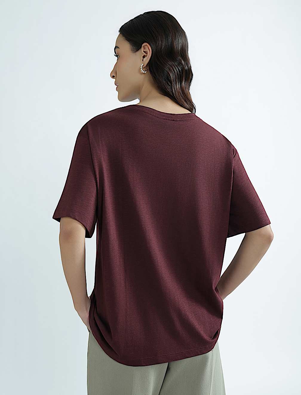 Cotton Rich Round Neck Plain T-Shirt