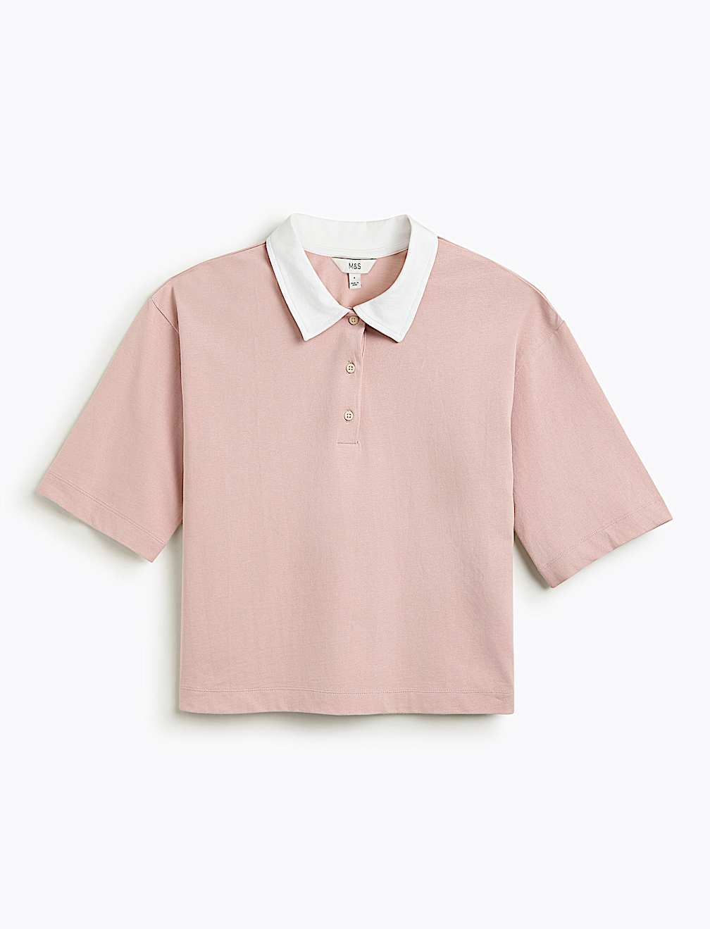 Pure Cotton Relaxed Fit Polo Neck Top