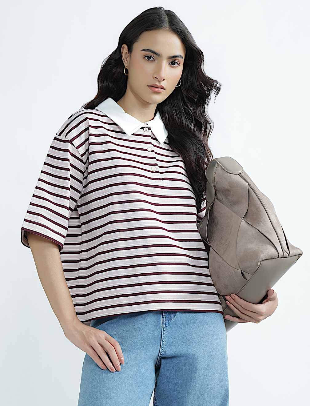 Pure Cotton Polo Neck Plain T-Shirt