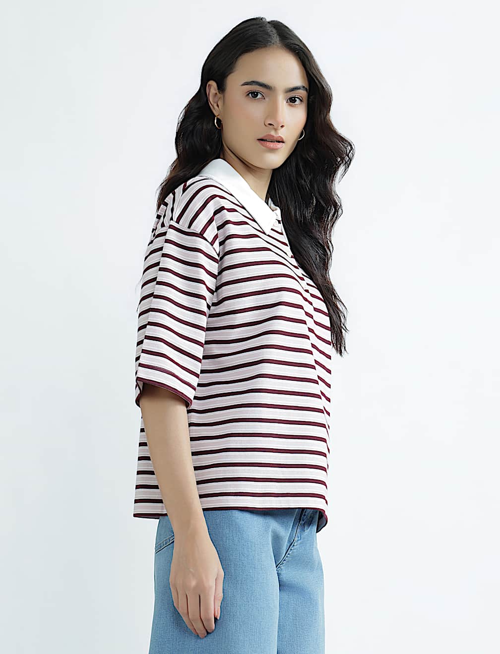 Pure Cotton Polo Neck Plain T-Shirt