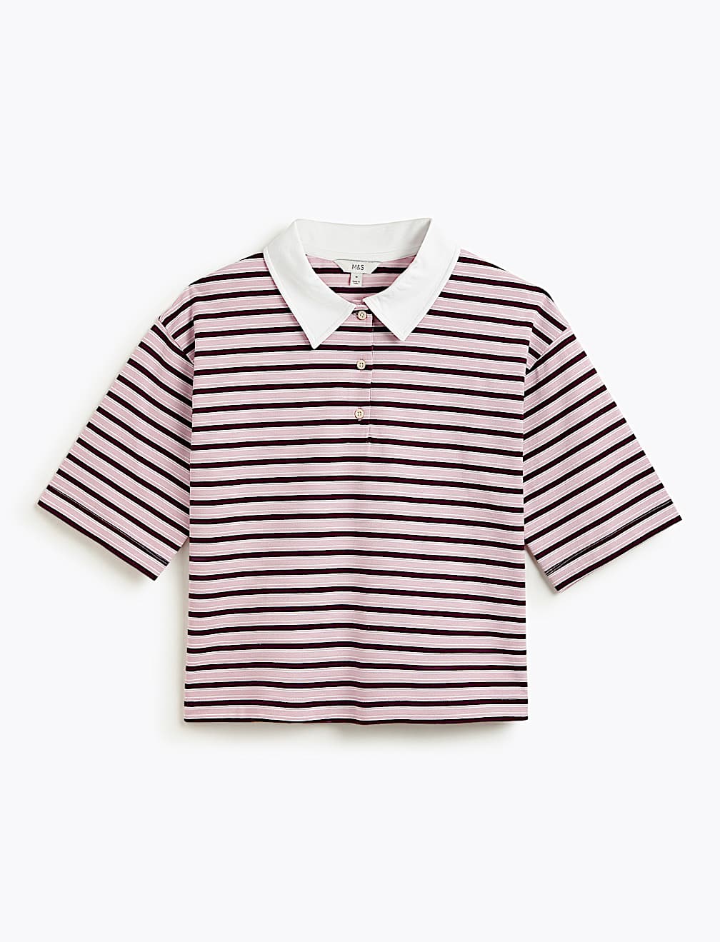Pure Cotton Relaxed Fit Polo Neck Top