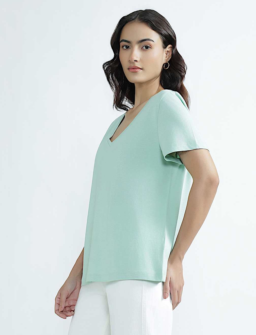 Pure Cotton V-Neck Plain T-Shirt