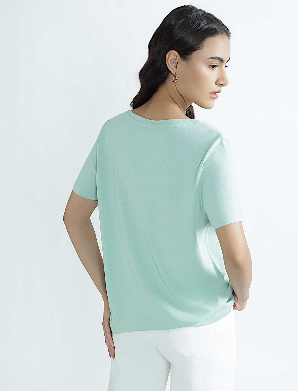 Pure Cotton V-Neck Plain T-Shirt