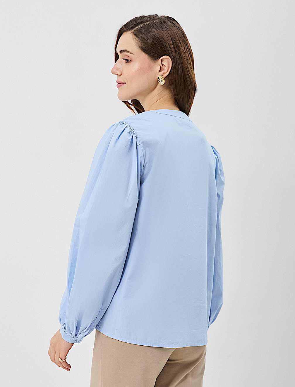 Pure Cotton Embroidered Balloon Sleeve Top