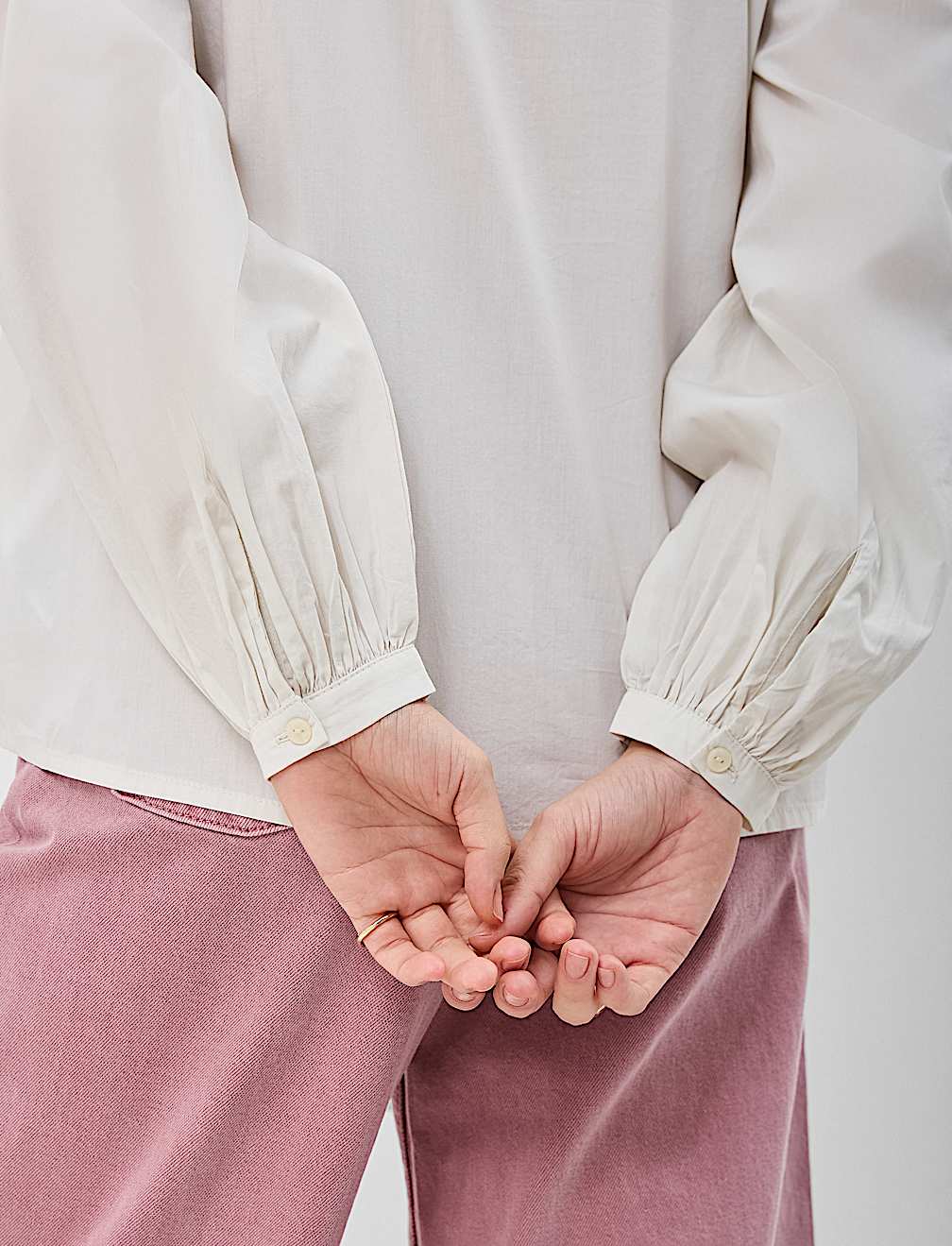 Pure Cotton Embroidered Balloon Sleeve Top