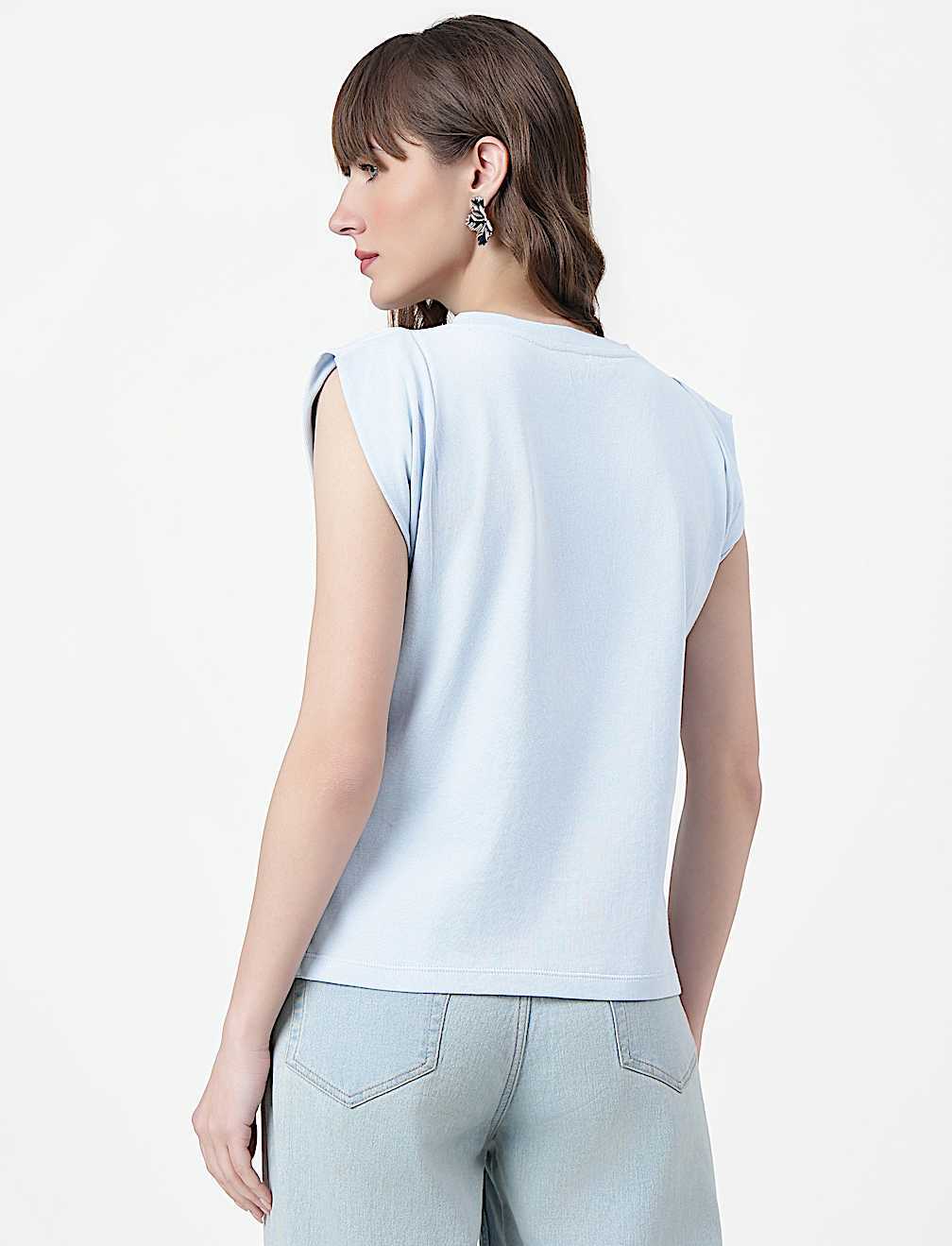 Pure Cotton Plain Crew Neck Top