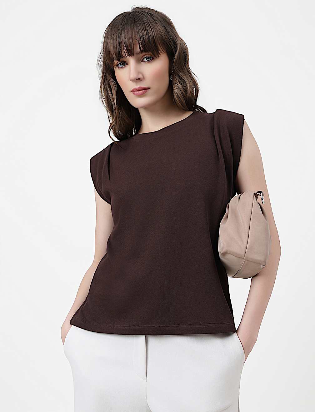 Pure Cotton Plain Crew Neck Top