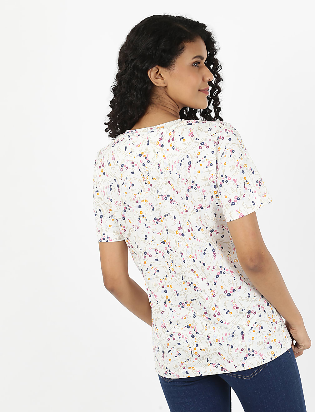 Floral Print Crew Neck Tee