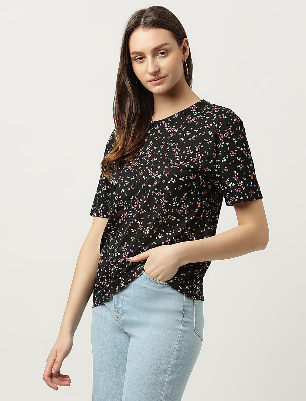 Floral Printed Round Neck T-Shirt