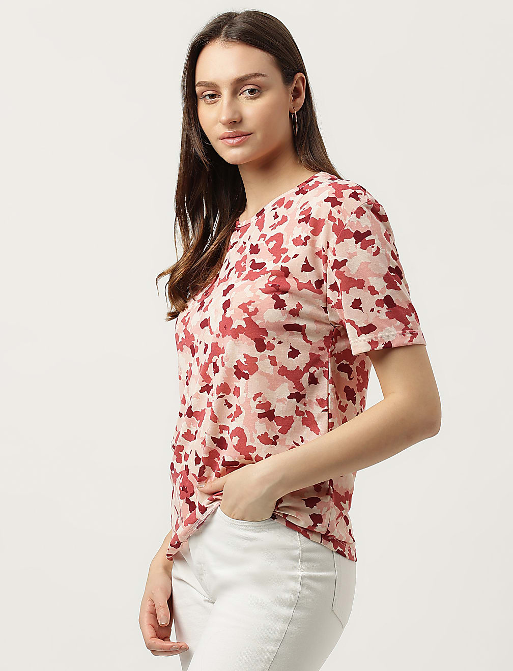 Camo Printed Round Neck T-Shirt