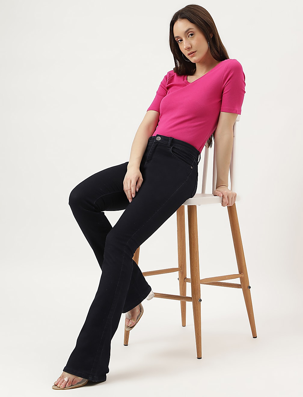 Pure Cotton Solid V-Neck T-Shirt
