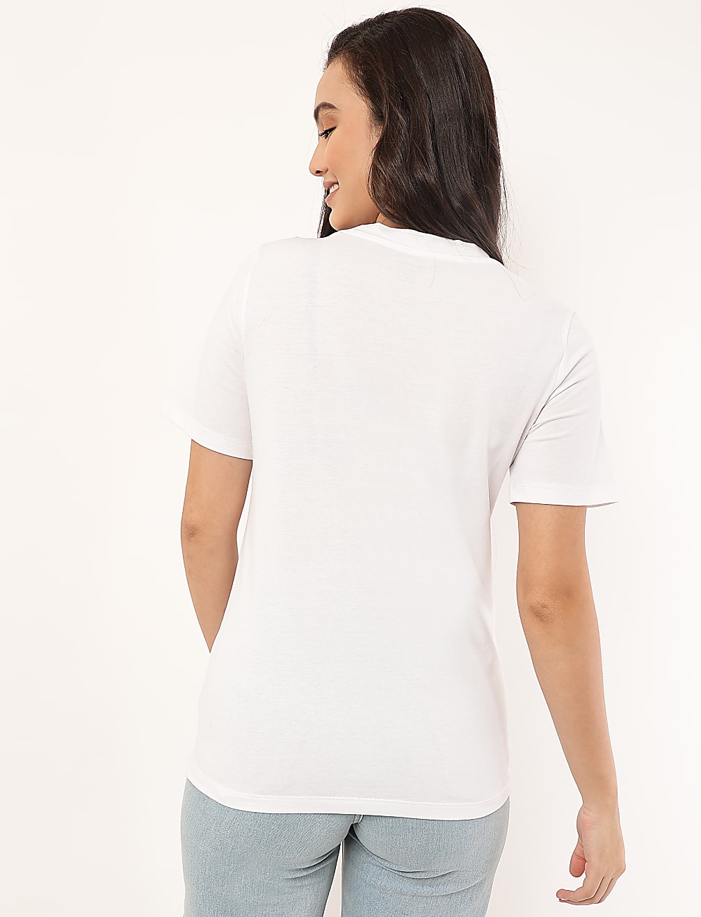 Pure Cotton Plain V-Neck T-shirt