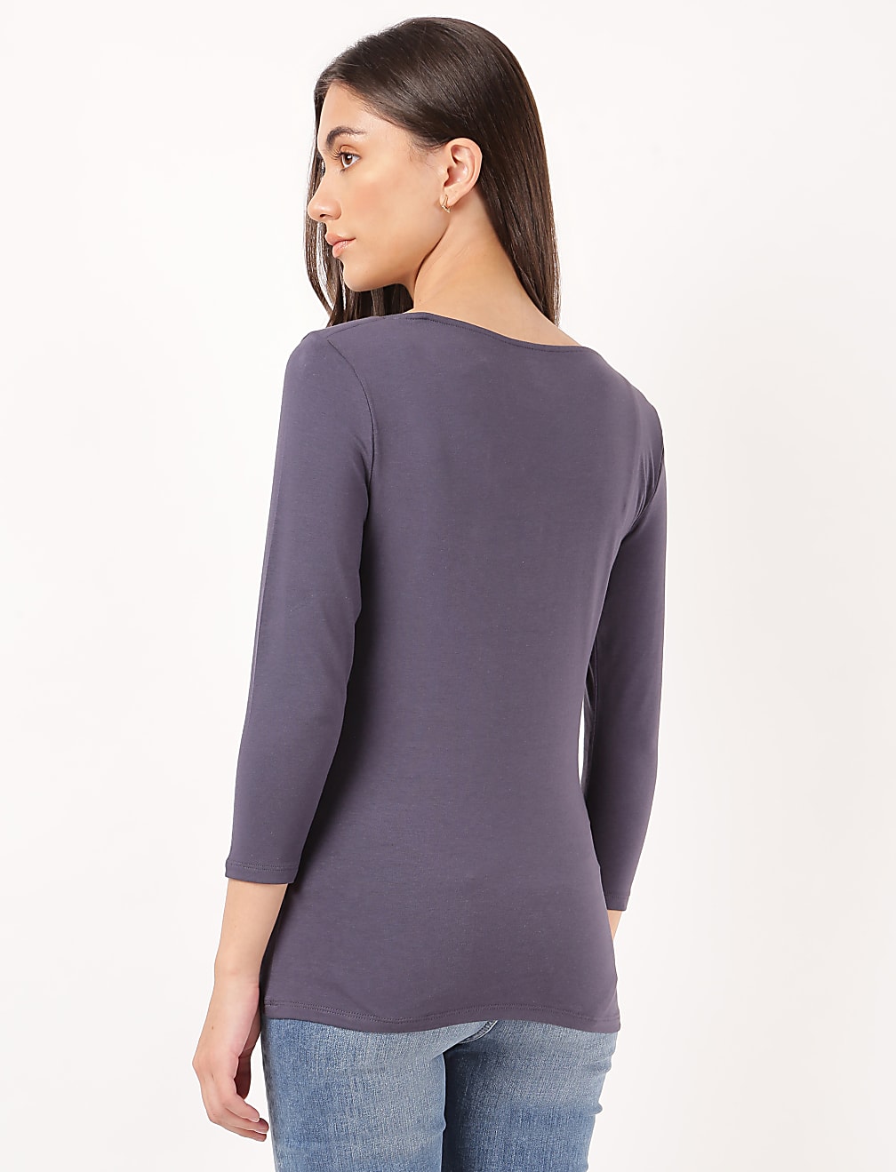 Cotton Plain Boat Neck Top